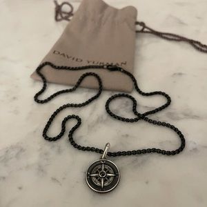 David Yurman Maritime Compass Amulet with Black Diamond and 2.7MM Chain
